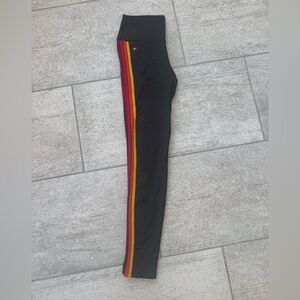 Aviator Nation FULL LENGTH HI-RISE 5 STRIPE LEGGINGS - BLACK